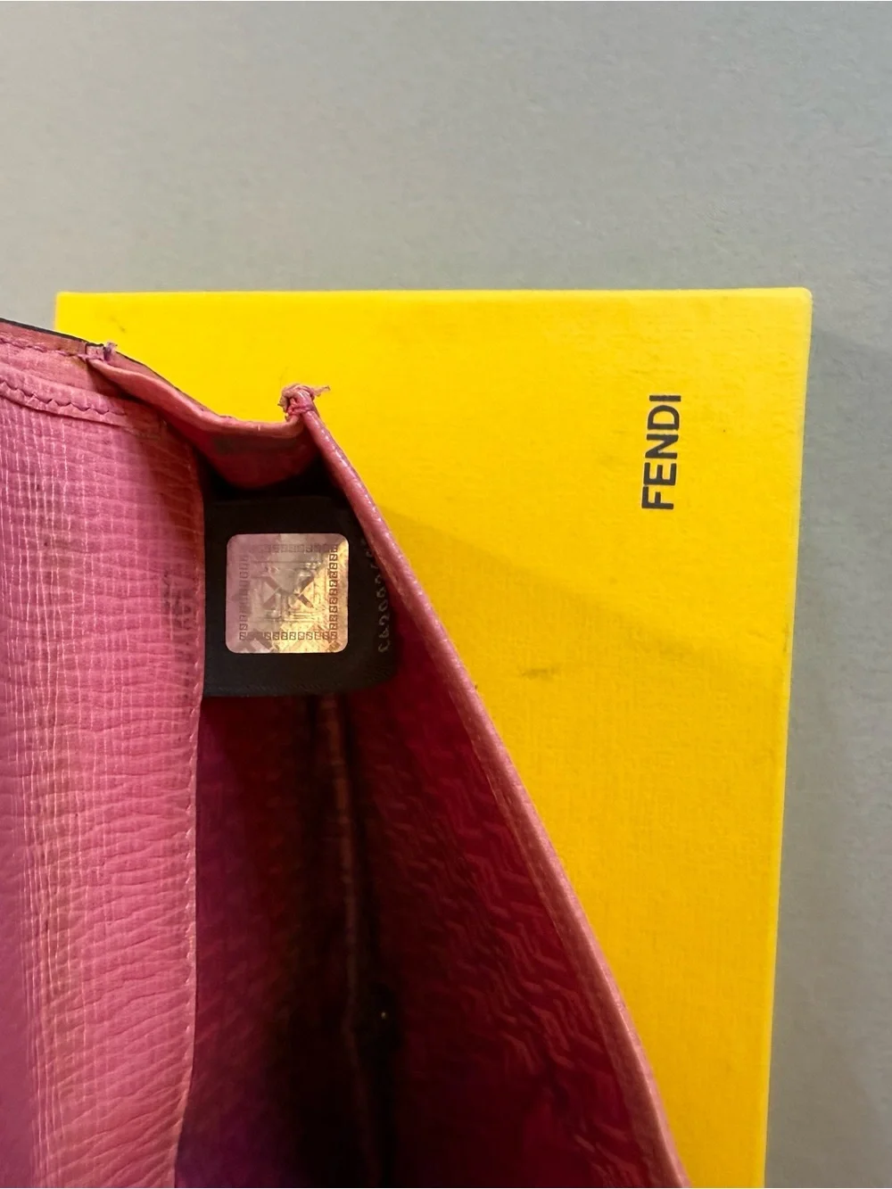 Fendi Wallet Brown FF Monogram Zucca Coated Canvas Pink Interior Box Dust Bag